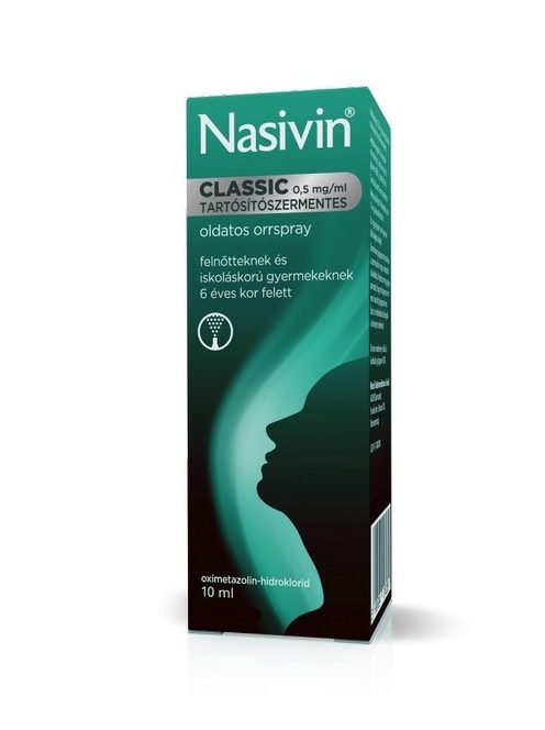 NASIVIN CLASSIC 0,5 mg/ml TARTÓSÍTÓSZERMENTES oldatos orrspray 10 ml