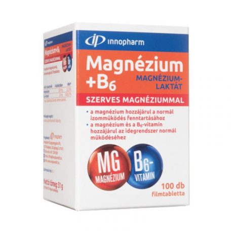INNOPHARM MAGNÉZIUM-LAKTÁT + B6-VITAMIN filmtabletta 100 db