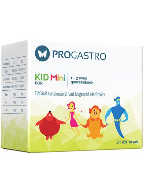 PROGASTRO KID MINI élőflórát tartalmazó étrend-kiegészítő készítmény 1-3 éves gyerekeknek 31 db tasak