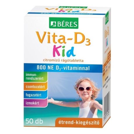 BÉRES VITA-D3 Kid 800 NE étrendkiegészítő rágótabletta 50 db