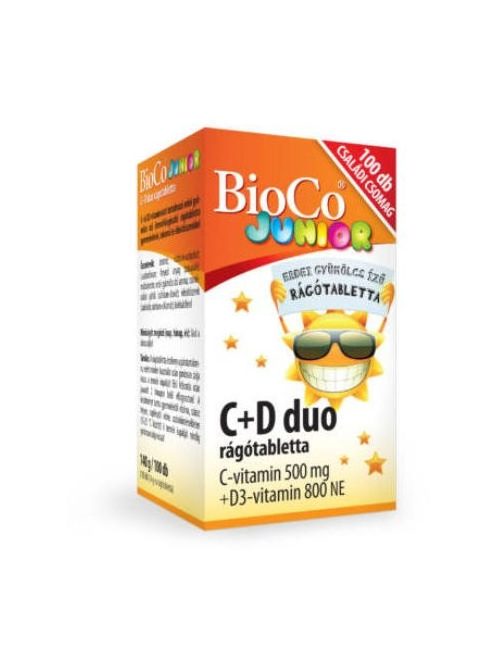 BIOCO JUNIOR erdei gyümölcs ízű rágótabletta C+D3 duo 100 db